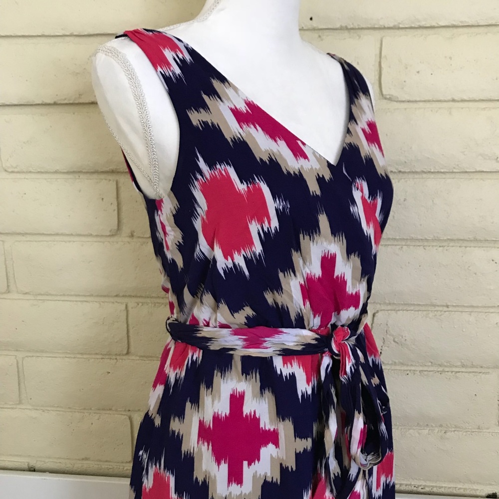 Maxi dress with tie Floor length multi color - Picture 2 of 5